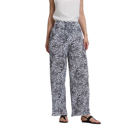 Pantalón Mujer Palazzo Con Bolsillo Blanco / Negro FSP-0