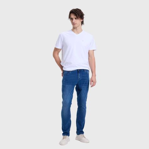 Jeans Hombre Rotura Bolsillo Azul Indigo-3
