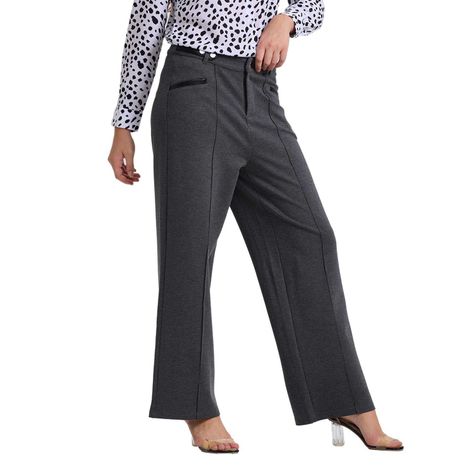 Pantalón Mujer Tiro Alto Sastrero Gris Melange Fashion´s Park-0
