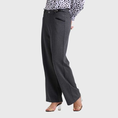 Pantalón Mujer Tiro Alto Sastrero Gris Melange Fashion´s Park-1