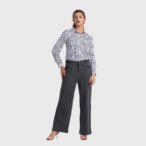 Pantalón Mujer Tiro Alto Sastrero Gris Melange Fashion´s Park-3