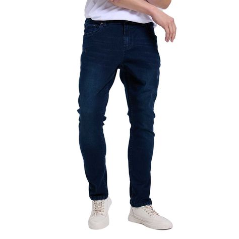 Jeans Hombre Rotura Bolsillo Azul Oscuro-0