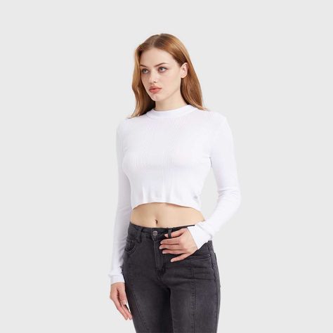 Sweater Mujer Crop Blanco I Fashion's Park-1