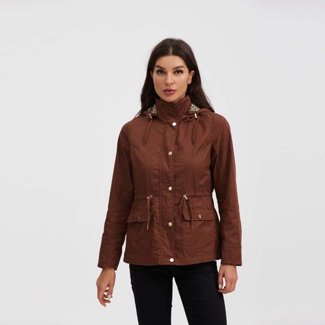 Chaqueta Mujer Gabardina Cafe-0