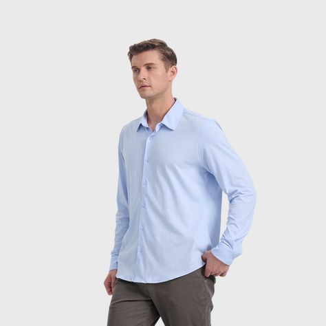 Camisa Hombre Acabado Mercerizado Celeste Fashion's Park-1