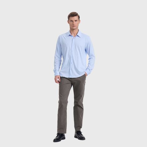 Camisa Hombre Acabado Mercerizado Celeste Fashion's Park-3
