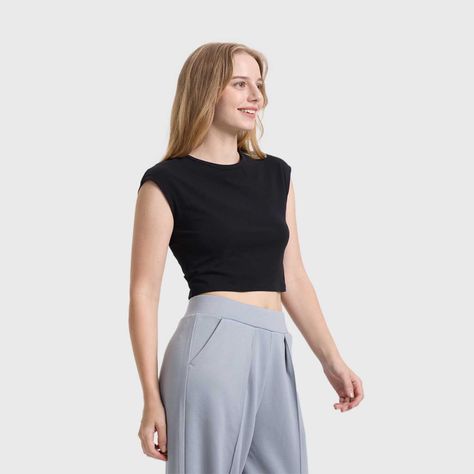 Polera Mujer Crop Negro Fashion's Park-1