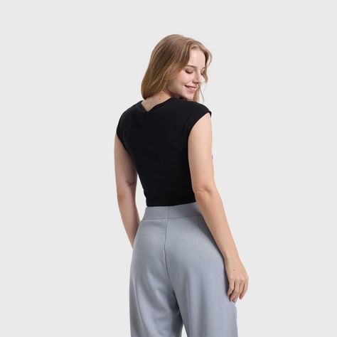 Polera Mujer Crop Negro Fashion's Park-2