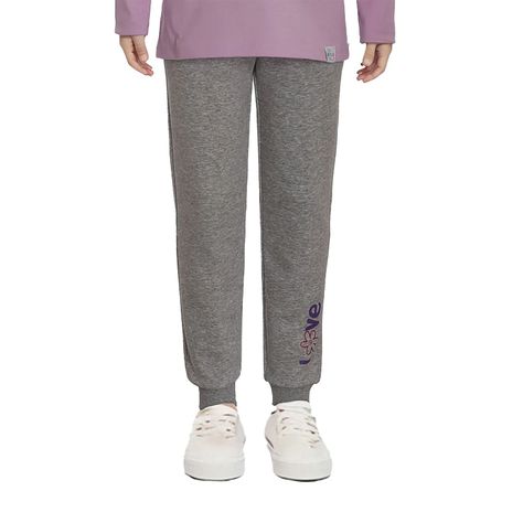 Pantalón Buzo Niña Jogger Gris Melange-0