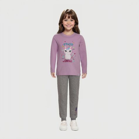 Pantalón Buzo Niña Jogger Gris Melange-2