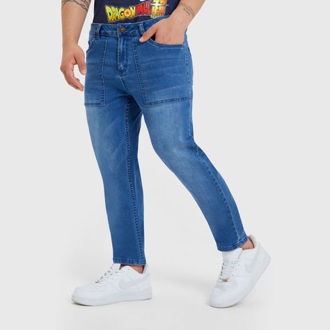 Jeans Skinny Cargo Azul Hombre-1
