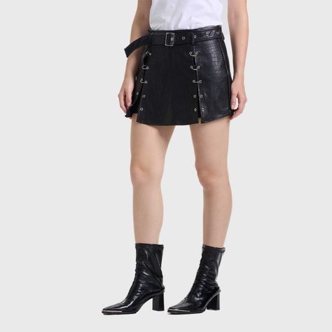 Falda Mujer Short Ojetillos Negro Fashions Park-1