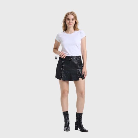 Falda Mujer Short Ojetillos Negro Fashions Park-3