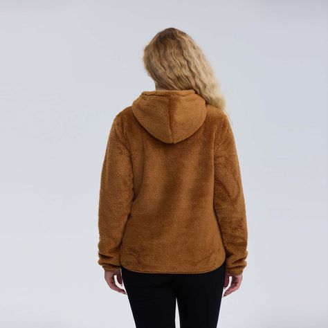 Polar Mujer Peludo Con Bolsillo Camel Oscuro-2
