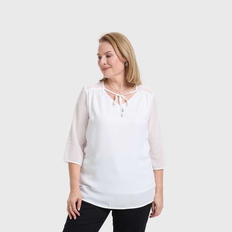 Blusa Mujer Cuello V Rapport Crudo Fashion's Park-1