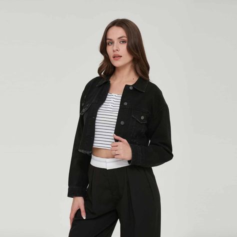 Chaqueta Mujer Motoquera Denim Negro-2