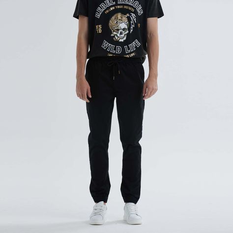 Pantalón Jogger Twill Negro Hombre-0