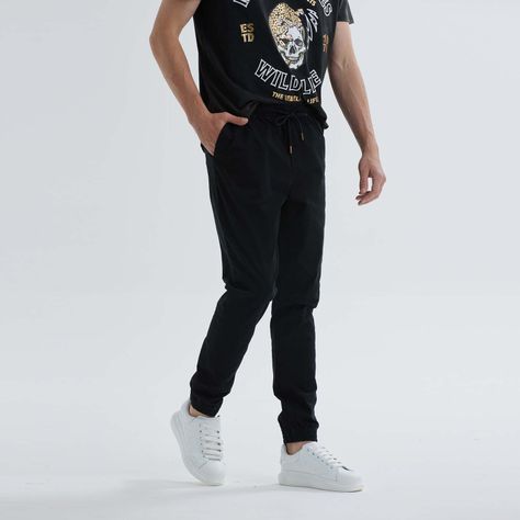 Pantalón Jogger Twill Negro Hombre-1