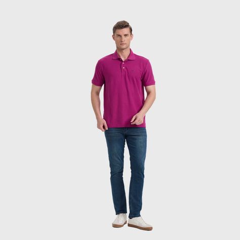 Polera Hombre Pique Básica Lisa Violeta Fashion's Park-3