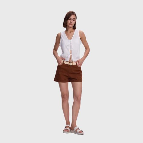 Short Mujer Con Cinturón Cafe Fashion's Park-3