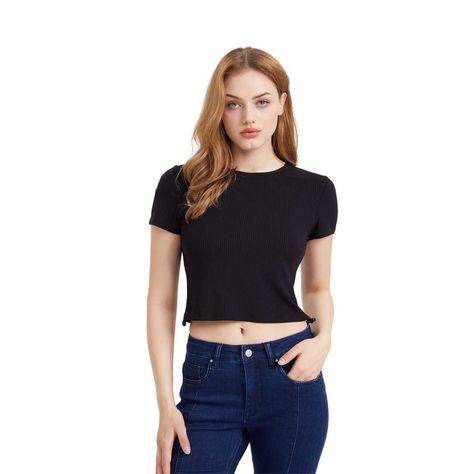 Polera Mujer Crop Amarras Negro Fashion´s Park-0