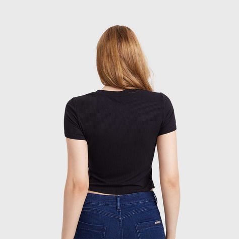 Polera Mujer Crop Amarras Negro Fashion´s Park-2