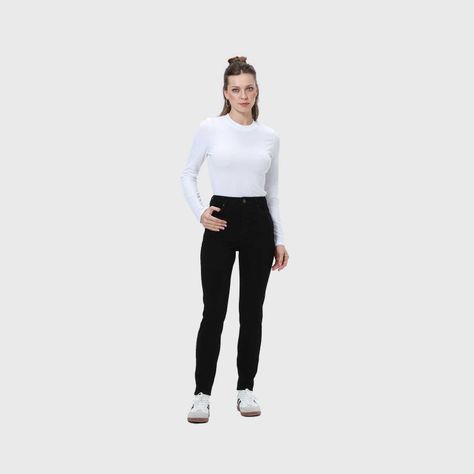 Jeans Mujer Skinny Con Polar Negro Fsp II-3