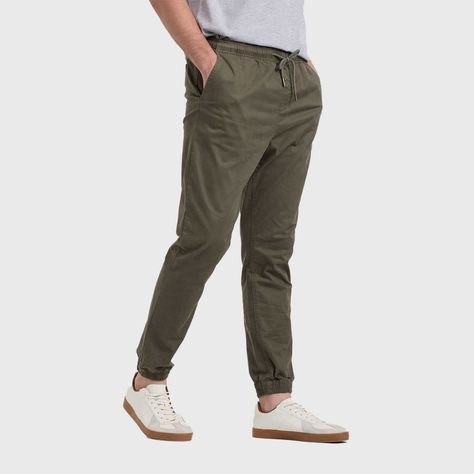 Pantalón Hombre Jogger Básico Verde Militar-1