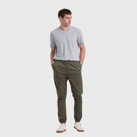 Pantalón Hombre Jogger Básico Verde Militar-3
