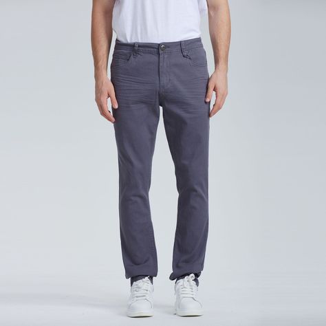 Jeans Hombre Slim Color Gris-0
