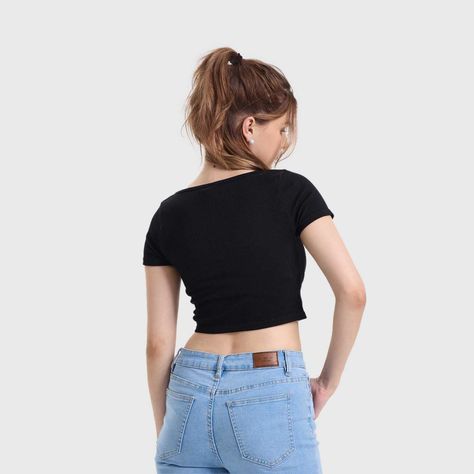 Polera Mujer Escote Cuadrado Negro Fashion's Park-2