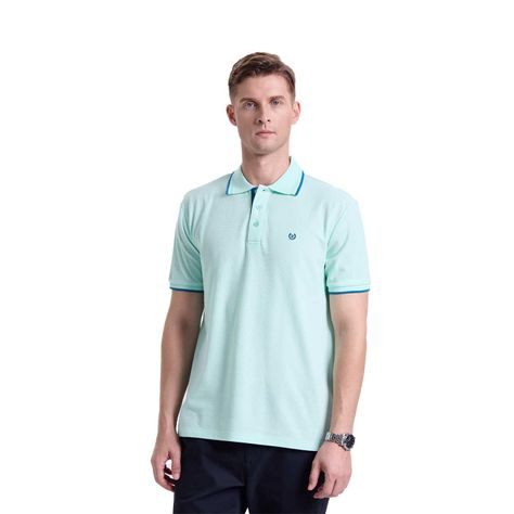 Polera Hombre Piqué Básica Lisa Aqua Claro Fashions Park-0