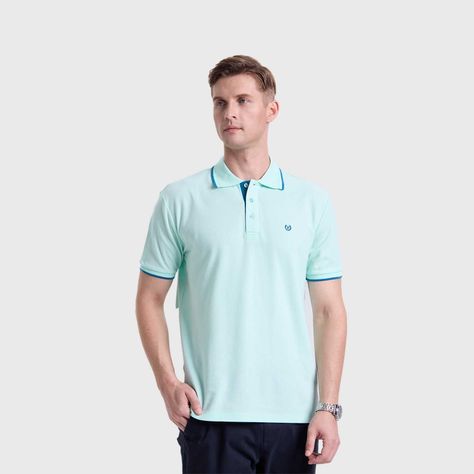 Polera Hombre Piqué Básica Lisa Aqua Claro Fashions Park-1