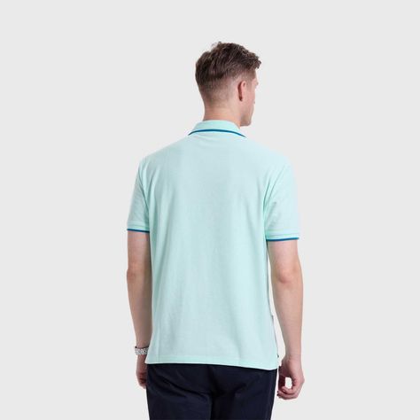Polera Hombre Piqué Básica Lisa Aqua Claro Fashions Park-2