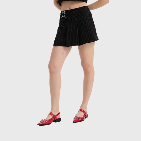 Falda Mujer Listada Tablas Negro Fashion's Park-1
