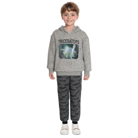 Polerón Niño Print Holograma Gris Melange-2