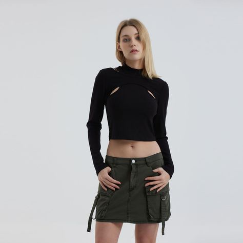 Polera Mujer Aberturas Negro-0