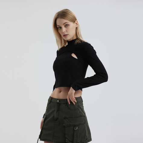 Polera Mujer Aberturas Negro-1