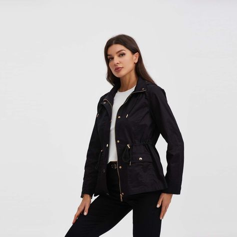 Chaqueta Mujer Gabardina Negro-1