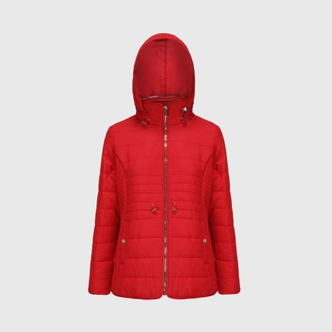 Parka Mujer Gorro Escondido Rojo Oscuro-1