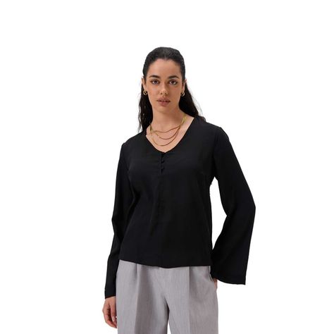 Blusa Mujer Manga Flare Pata Falsa Negro Fashion's Park-0