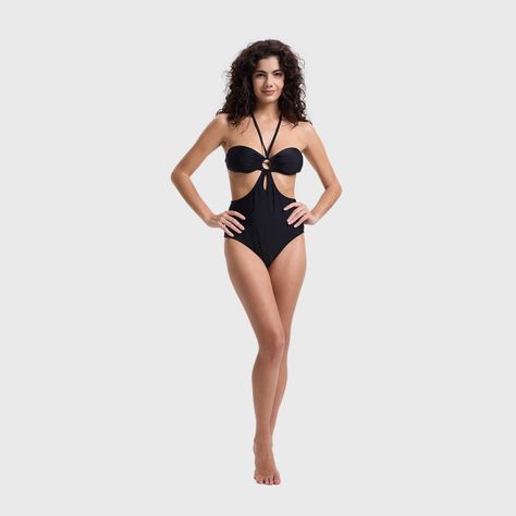 Traje De Baño Mujer Modelo Entero Liso Negro Fashion's Park-3