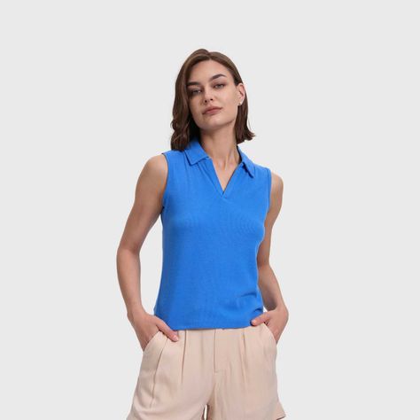 Polera Mujer Escote En V Azulino Fashion's Park-1