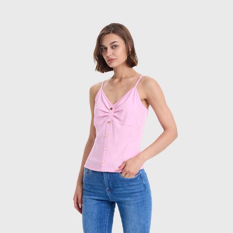 Polera Mujer Pábilo Rib Botones Rosado Fashions Park-1