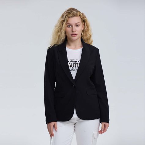 Blazer Mujer Con Cortes Y Bolsillo Negro-0