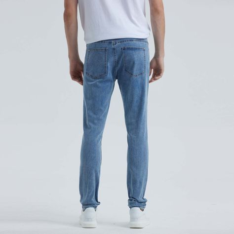 Jeans Hombre Skinny Roturas Azul Claro-2