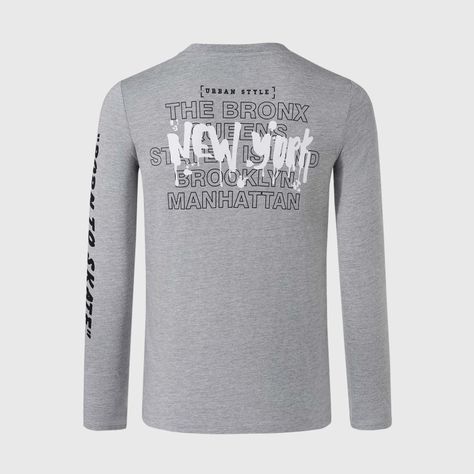 Polera Niño Print Gris Melange I Fashion's Park-1