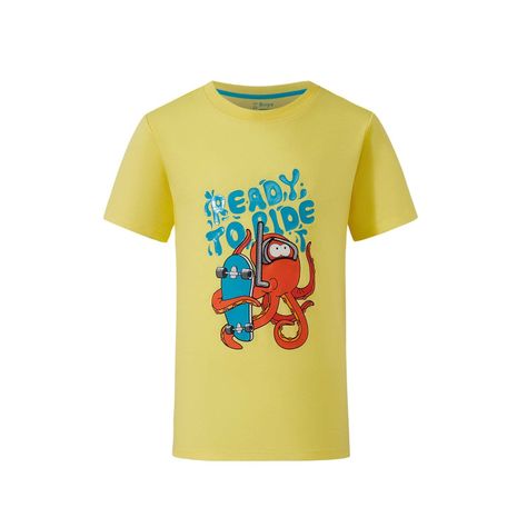 Polera Niño Print Pulpo Y Dino Amarillo Fashion's Park-0
