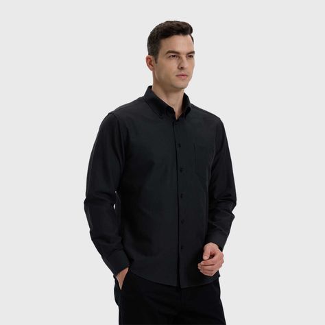 Camisa Hombre Oxford Negro-1