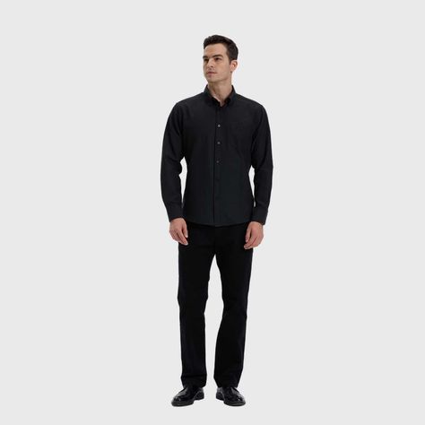 Camisa Hombre Oxford Negro-3